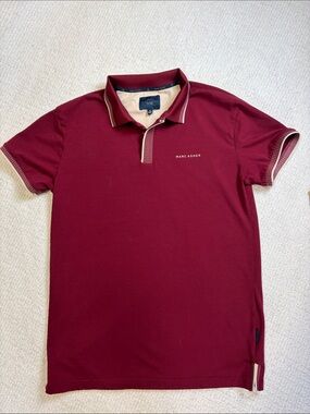 Marc Asher Burgundy Polo Shirt Men Medium Short Sleeve Golf Casual